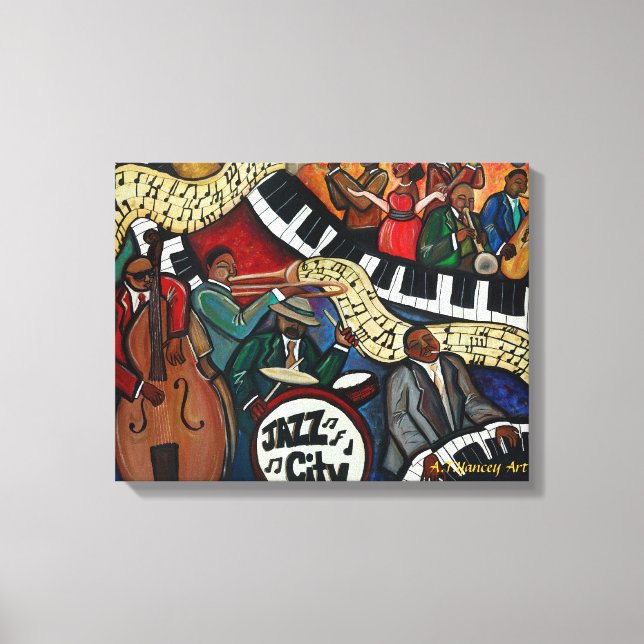 Jazz City Stretched Canvas Print (Front)