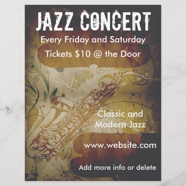 Jazz Concert Saxophone Flyer (Front)