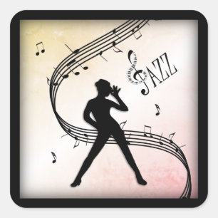 Jazz Dance Apricot Peach Music Square Sticker