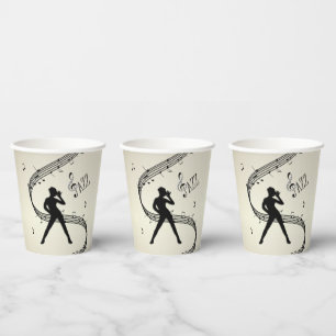 Jazz Dance Golden Music Paper Cups