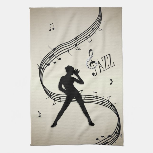 Jazz Dance Golden Music Serviette de cuisine (Vertical)