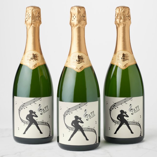 Jazz Dance Golden Music Sparkling Wine Label (Bottles)