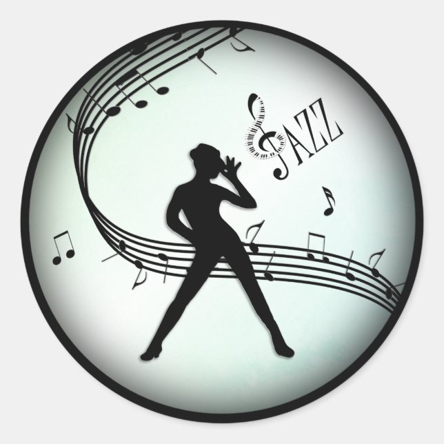 Jazz Dance Green Music Classic Round Sticker (Front)