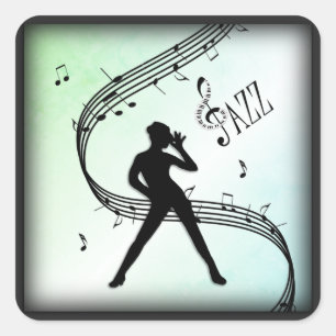 Jazz Dance Green Music Square Sticker