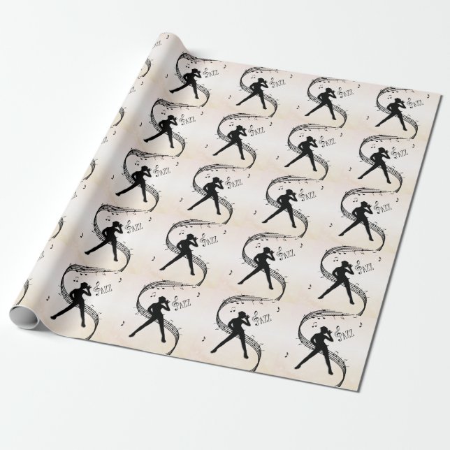 Jazz Dance Peach Tones Music Wrapping Paper (Unrolled)