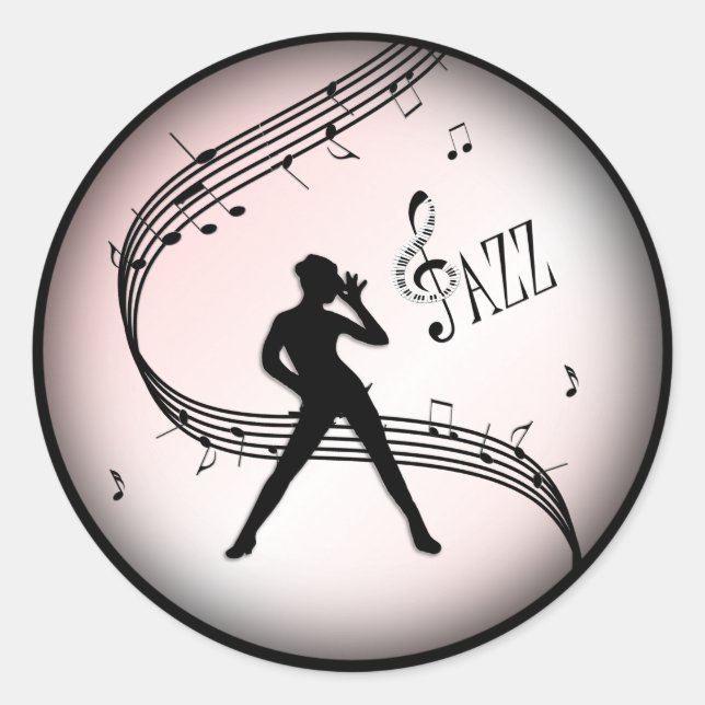 Jazz Dance Pink Music Classic Round Sticker (Front)