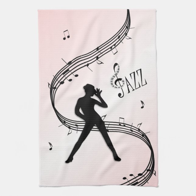Jazz Dance Pink Music Kitchen Towel (Vertical)