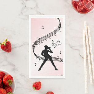 Jazz Dance Pink Music Paper Guest Towels Napkin