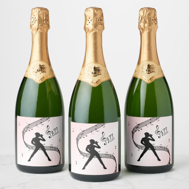Jazz Dance Pink Music Sparkling Vin Étiquette (Bouteilles)