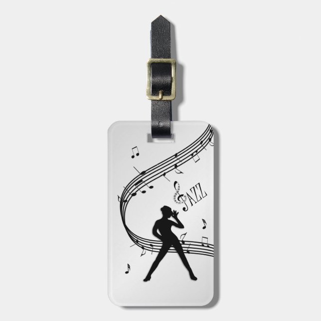 Jazz Dance Silver Luggage Tag (Front Vertical)