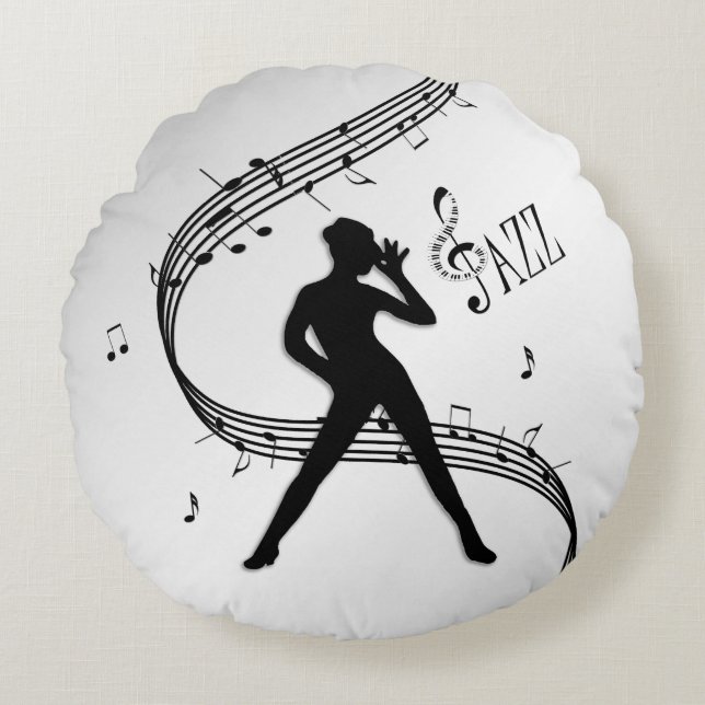 Jazz Dance Silver Round Pillow (Front)