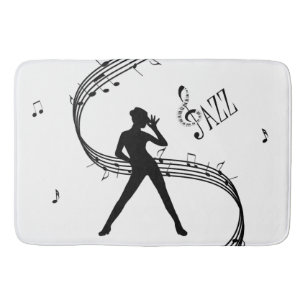 Jazz Dance White Music Bath Mat