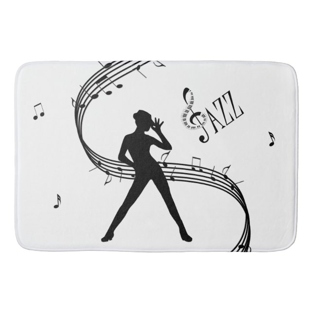 Jazz Dance White Music Bath Mat (Front)