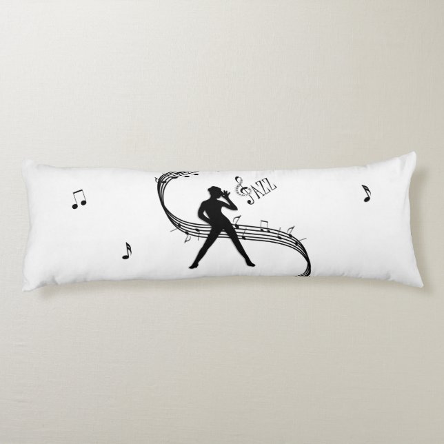 Jazz Dance White Music Body Pillow (Back)