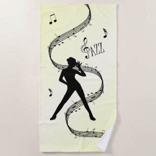 Jazz Dance Yellow Music Beach Towel