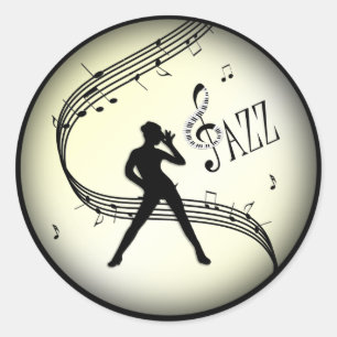 Jazz Dance Yellow Music Classic Round Sticker