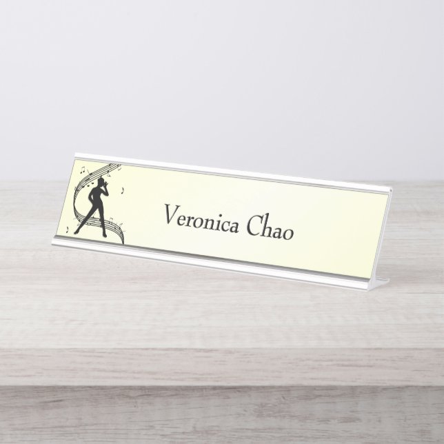 Jazz Dance Yellow Music Desk Name Plate (Front)
