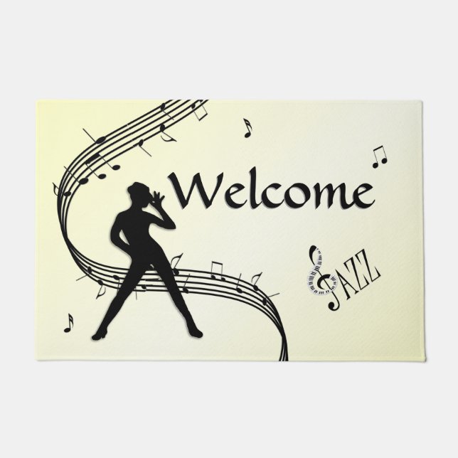 Jazz Dance Yellow Music Welcome Doormat (Front)