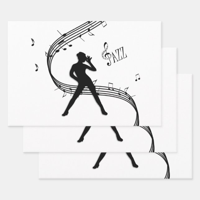 Jazz Dancer Music Wrapping Paper Sheet (Set)