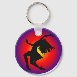 Jazz dancer silhouette on multi background keychain