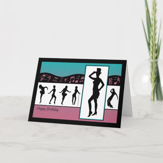 Jazz Dancers avec musique Notes Anniversaire Carte (Devant)