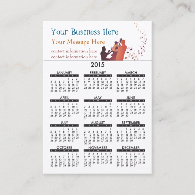 Jazz de calendrier de carte de visite (Devant)