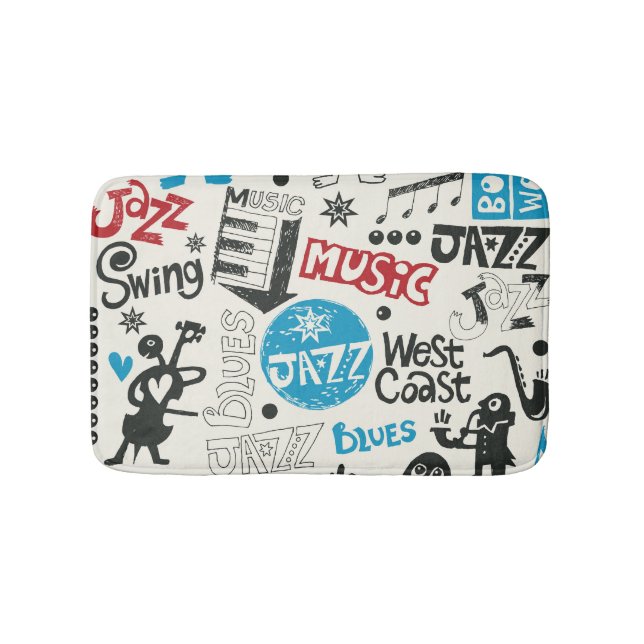 Jazz Doodle: Eclectic Music Mix Bath Mat (Front)