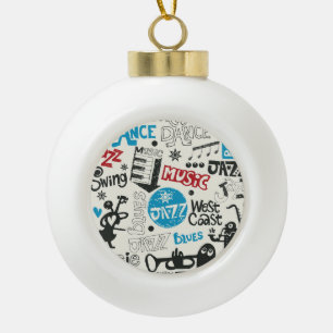Jazz Doodle: Eclectic Music Mix Ceramic Ball Christmas Ornament