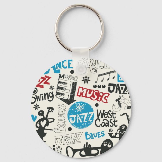 Jazz Doodle: Eclectic Music Mix Keychain (Front)