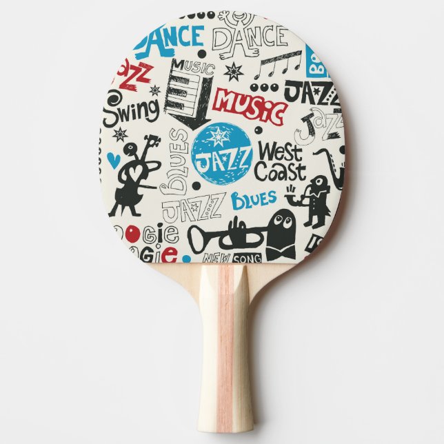 Jazz Doodle: Eclectic Music Mix Ping Pong Paddle (Front)