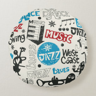 jazz doodle mix round pillow