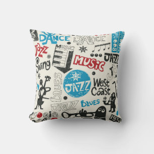 jazz doodle mix throw pillow