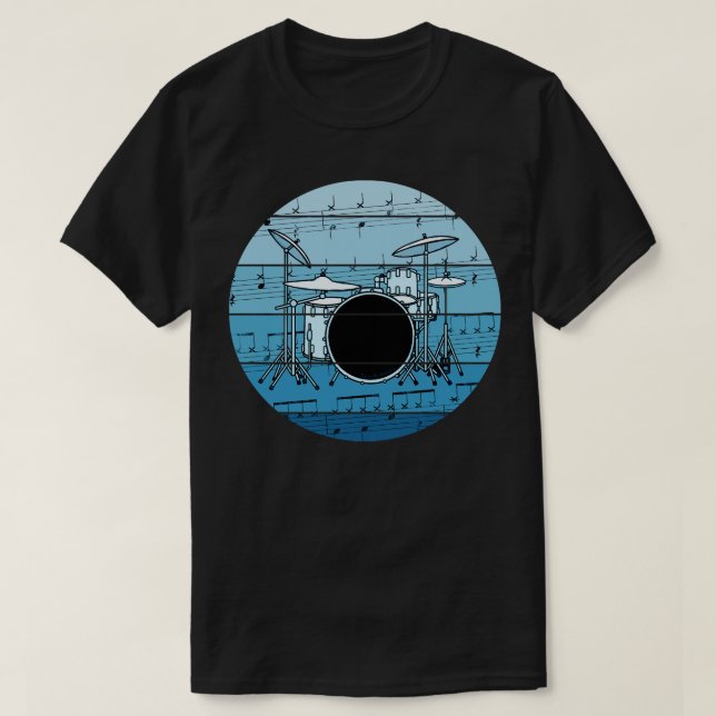 Jazz Drummer Music Notation Drum Teacher Musician T-Shirt (Design Front)