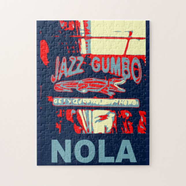 Jazz Fest Abstract  Gator Musical Instraments Jigsaw Puzzle (Vertical)