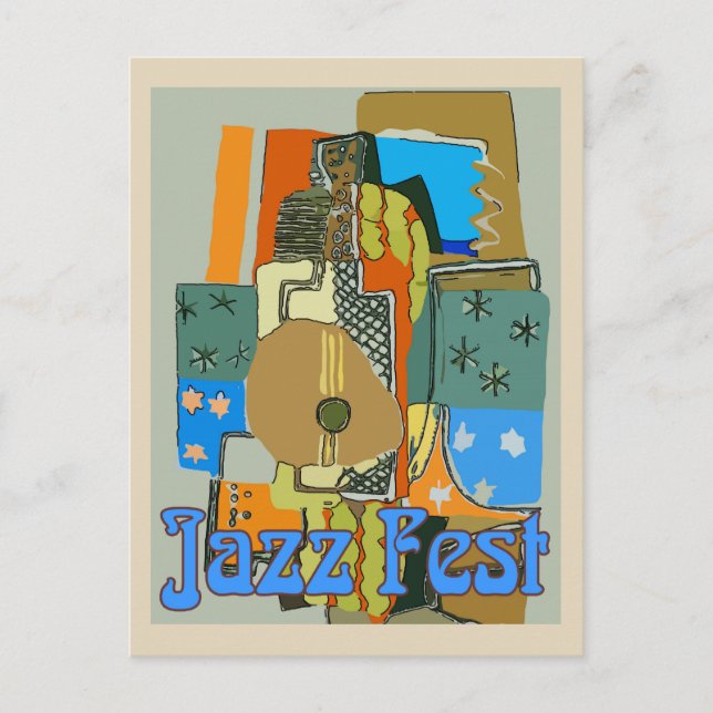 Jazz Fest, Abstract Guitar Postcard (Front)
