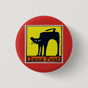 Jazz fest Black Cat add text, 1 Inch Round Button