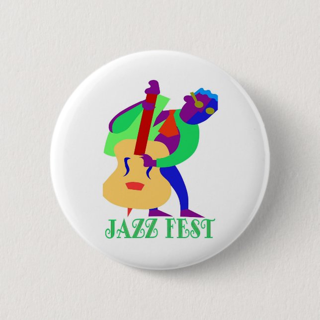 Jazz Fest Blues Man 2 Inch Round Button (Front)