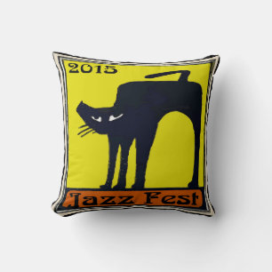 Jazz Fest Chat Noir 2015 Black Cat Throw Pillow