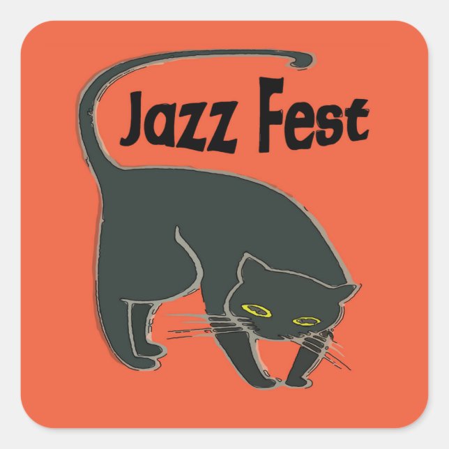 Jazz Fest Chat Noir, Red 2015 Square Sticker (Front)