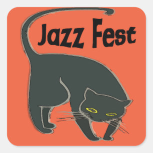 Jazz Fest Chat Noir, Red 2015 Square Sticker