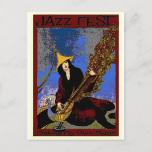 Jazz Fest Create My Own Music Lute Player Postcard