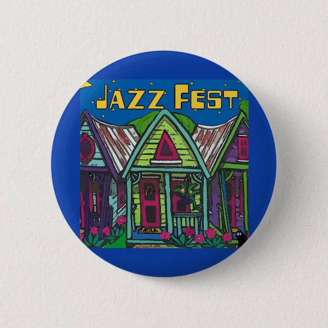 Jazz fest Houses 2 Inch Round Button (Front)