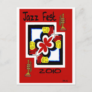 Jazz Fest Japanese Print Abstract Postcard