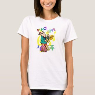 Jazz Fest Peace Man Sax T-Shirt