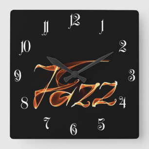 Jazz fire sign square wall clock