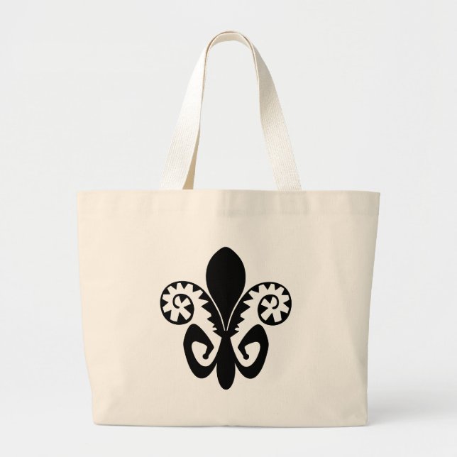 Jazz Fleur de lis (black) Large Tote Bag (Front)