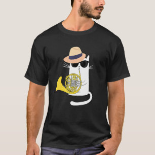 Jazz Funk & Soul Cool Cute Cat Playing French Hor T-Shirt