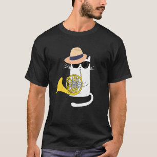 Jazz Funk & Soul Cool Cute Cat Playing French Hor T-Shirt