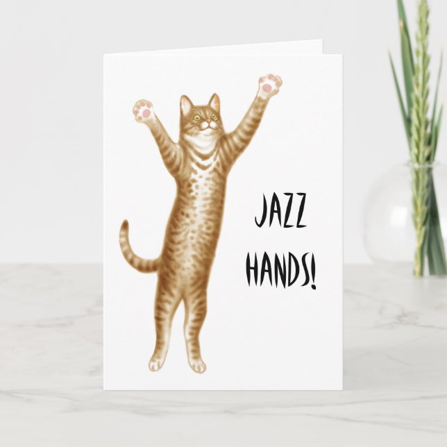 Jazz Hands Cat Card (Front)