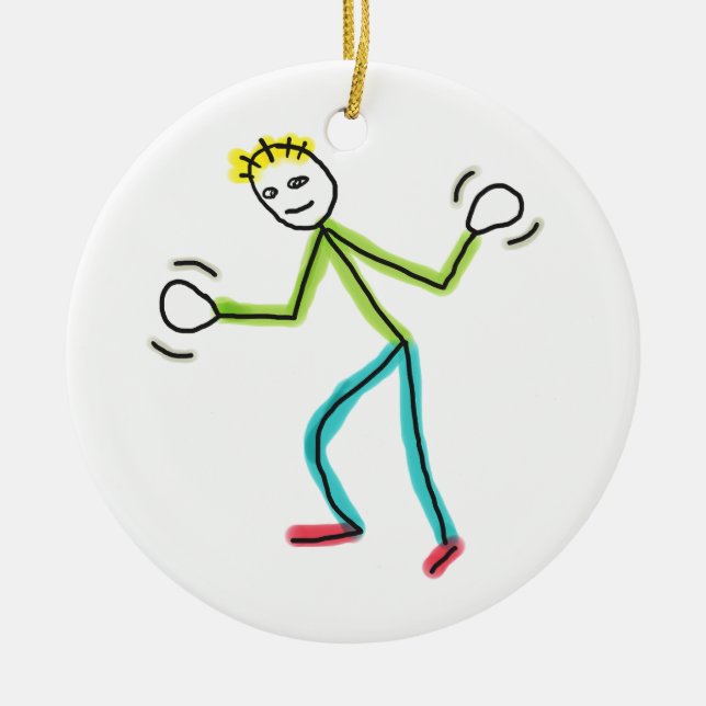 Jazz Hands Stickman Ceramic Ornament (Front)